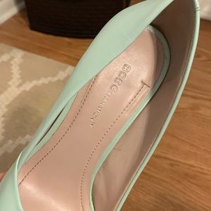 Mint colored peep toe heels